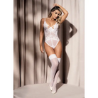 Floral Lace Teddy W/caged Back White - Teddy