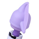 Purple Flutter Tip Silicone Wand Attachment on a Bottle