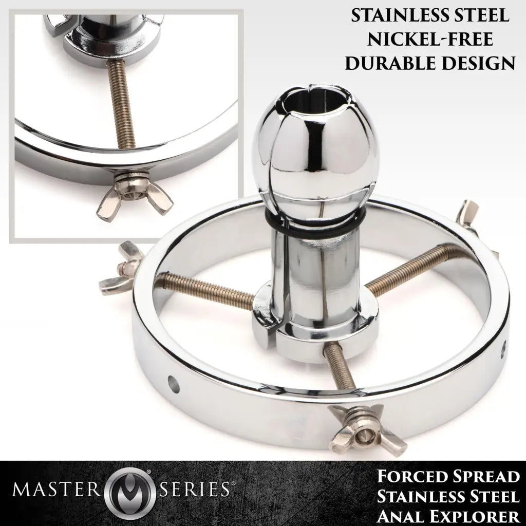 Forced Spread Stainless Steel Anal Explorer - Inflatable Butt Plug