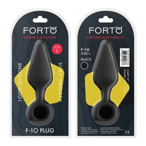 Forto F-10 Silicone Anal Plug with Pull Ring Large Black - Anal