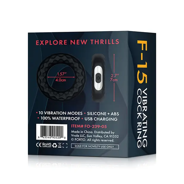 Forto F-15 Rechargeable Silicone Vibrating Cock Ring - Cock Ring