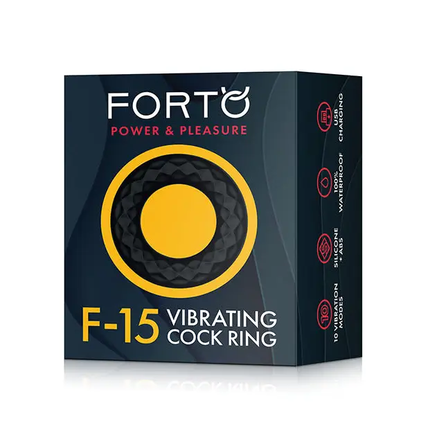 Forto F-15 Rechargeable Silicone Vibrating Cock Ring - Black - Cock Ring