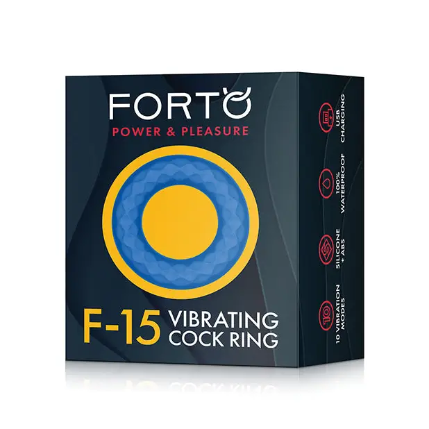 Forto F-15 Rechargeable Silicone Vibrating Cock Ring - Blue - Cock Ring