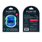 Forto F-20 Liquid Silicone Cockring & Ball Stretcher - Blue / Medium - Cock Ring