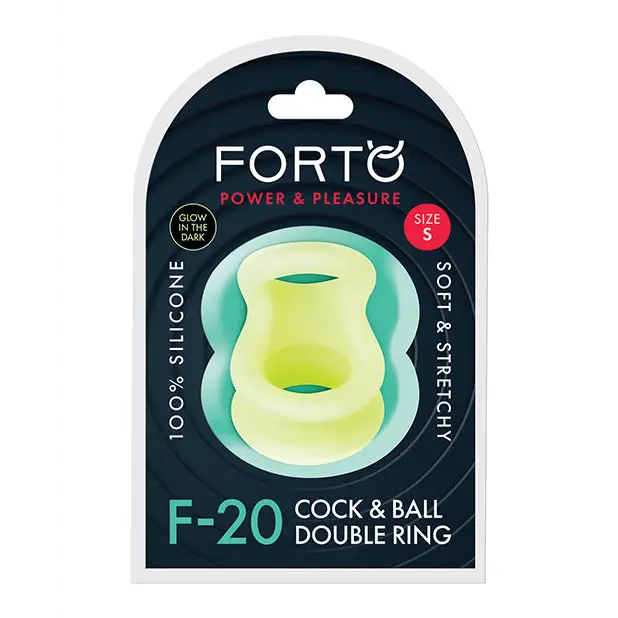 Forto F-20 Liquid Silicone Cockring & Ball Stretcher - Glow in the Dark / Small - Cock Ring