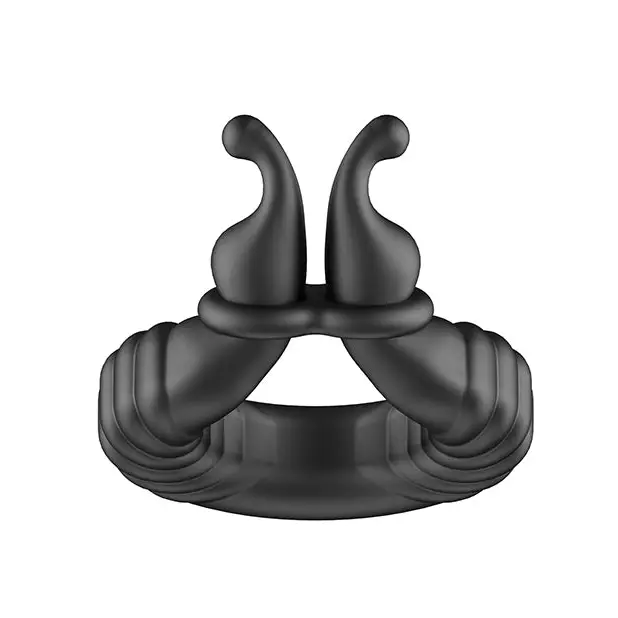 Black wireless earbud charging case with silicone textured design for Forto F-24 Cock Ring