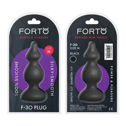 Forto F-30 Pointer Silicone Anal Plug - Black / Medium - Butt Plug