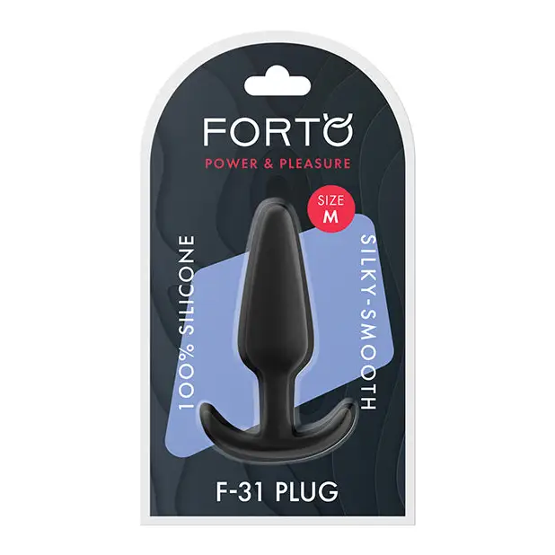 Forto F-31 Silicone Anal Plug - Black / Medium - Butt Plug