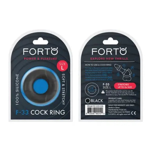 Forto F-33 Liquid Silicone Cock Ring - Black / Large - Cock Ring