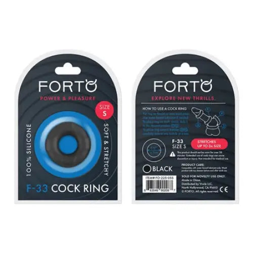 Forto F-33 Liquid Silicone Cock Ring - Black / Small - Cock Ring