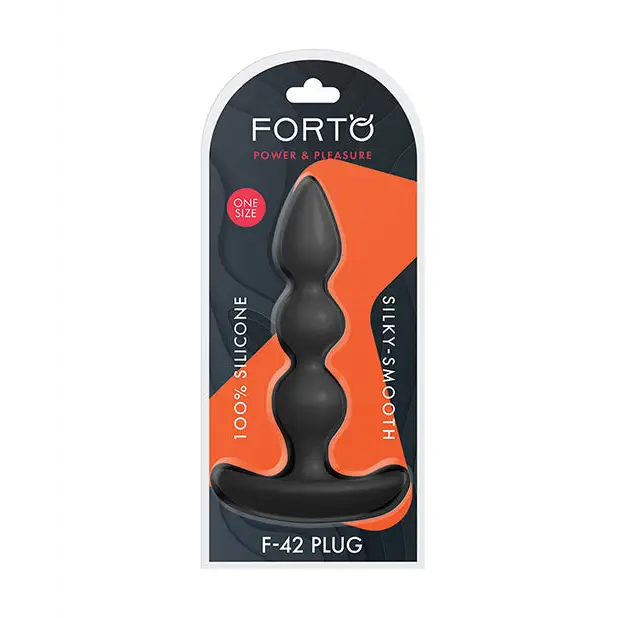 Forto F-42 Spiral Beads Silicone Anal Plug - Black - Anal Beads