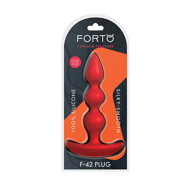 Forto F-42 Spiral Beads Silicone Anal Plug - Red - Anal Beads