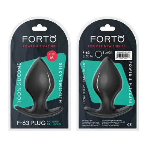 Forto F-63 Rattler Spade Silicone Anal Plug - Black / Medium - Butt Plug