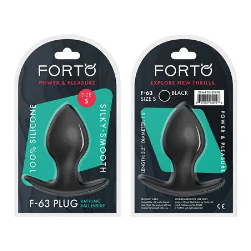 Forto F-63 Rattler Spade Silicone Anal Plug - Black / Small - Butt Plug