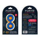 Forto F-81 Liquid Silicone Cock & Ball Double Ring - Blue / Small - Cock Ring