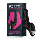 Forto Ribbed Pro Rechargeable Silicone Vibrating Anal Massager - Black - Powered Butt Plug