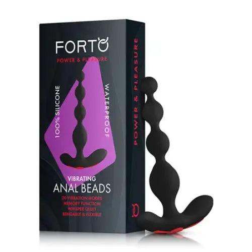 Forto Vibrating Anal Beads Rechargeable Silicone Plug - Black - Anal Beads