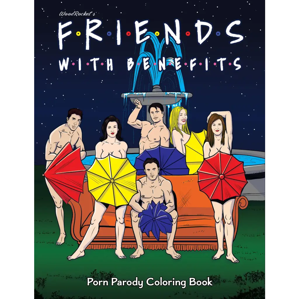 Adult-themed Friends With Benefits porn parody coloring book cover featuring TV show ’Friends’