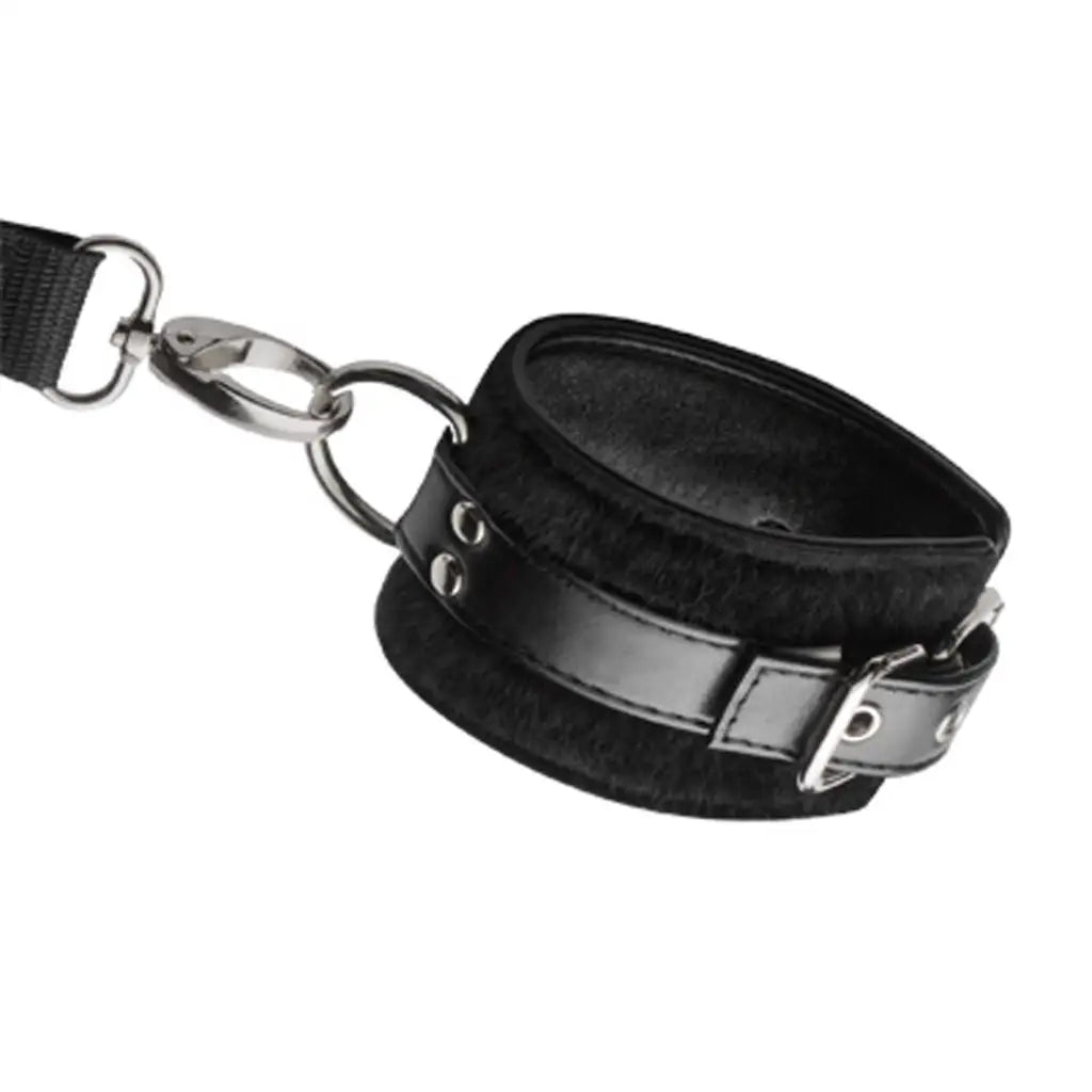 Black leather collar with metal clasp from the Frisky 8 Piece Restraint Set