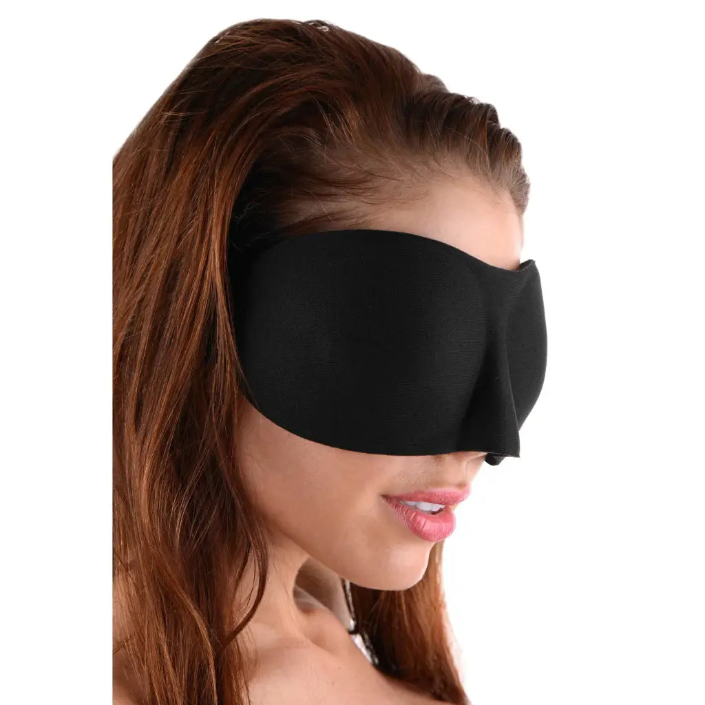 Frisky Deluxe Black Out Blindfold - Comfortable black sleep mask for complete eye coverage