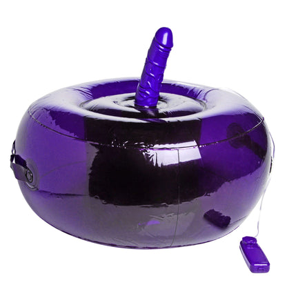 Frisky Vibrating Machine Sit-and-ride Inflatable Seat With Vibrating Dildo - Purple at the Haus of Shag