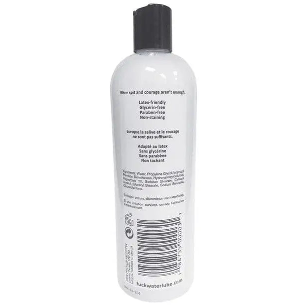 White bottle of Fuck Water Hybrid Lubricant with black cap and printed product information