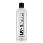 Bottle of Fuck Water Silicone Lubricant with label ’Fuck Water’ displayed