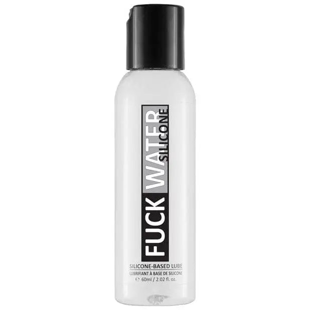 White bottle labeled ’Fuck Water,’ displaying Fuck Water Silicone Lubricant