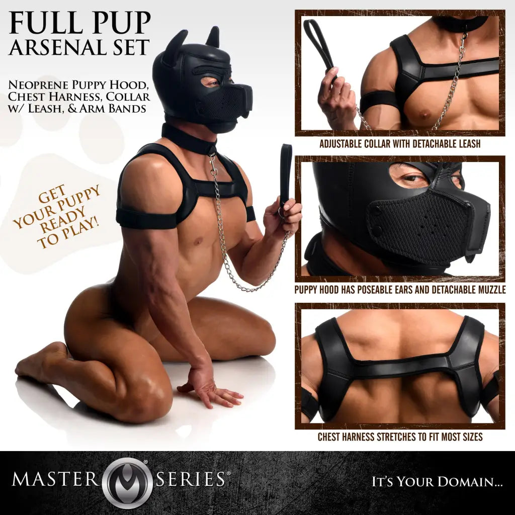 Full Pup Arsenal Set - Black - Bondage Kit