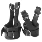 Master Series Wrist Cuffs Fur Lined Leather Suspension Cuff Kit With Bondage Ring at the Haus of Shag