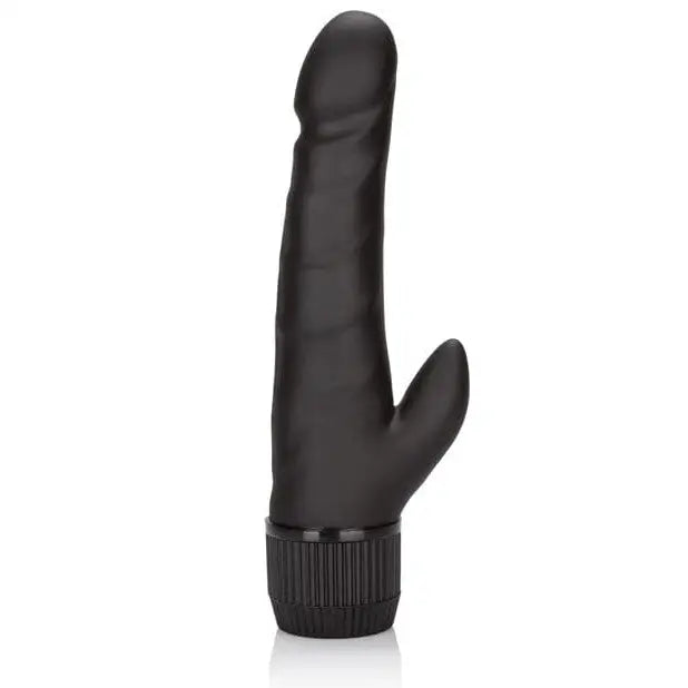 CalExotics Vibrator Futurotic Black Velvet 5" Dong W/clit Stimulator - Black at the Haus of Shag