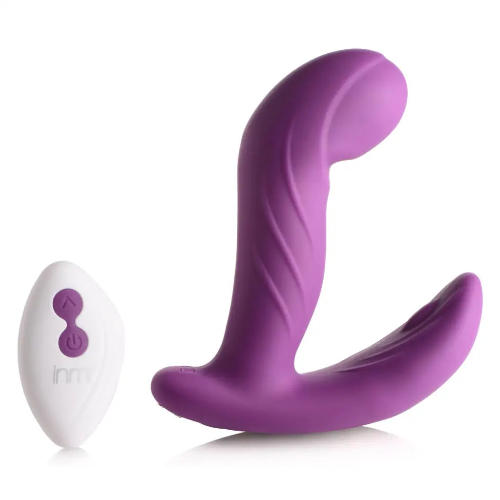 Purple G-rocker 10x Come Hither Silicone Vibrator with Remote Control and Textured Clitoral Pad