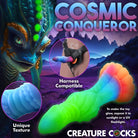 Alien-themed glow-in-the-dark silicone dildo with suction cup base in colorful packaging