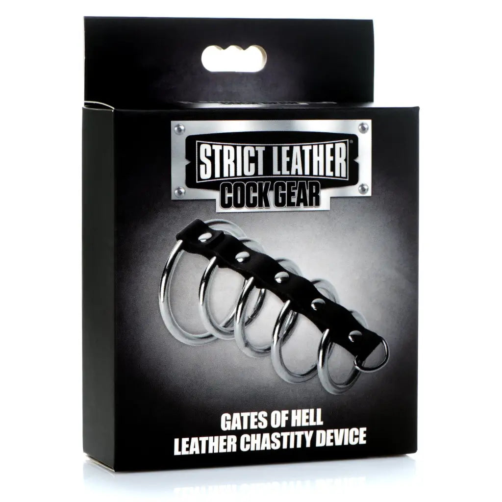 Leather & metal Hell Snakecharmer Cage with D-ring, nickel free, by Strict Leather Cock Gear