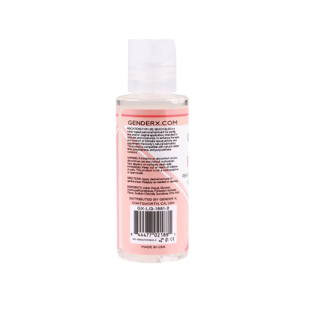 Gender X Lubricants and Toy Cleaners 2 Oz Gender X Beach Bliss Peach, Orange & Cranberry Flavored Water-Based Lubricant 2 oz. at the Haus of Shag