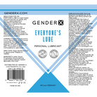 Gender X Lubricants and Toy Cleaners 4 Oz Gender X Everyone's Lube Water-Based Lubricant 4 oz. at the Haus of Shag