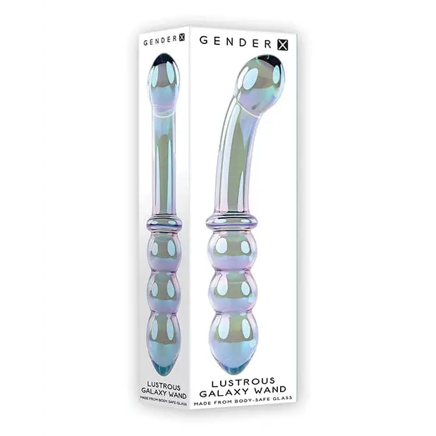 Gender X Dongs & Dildos Gender X Lustrous Galaxy Wand Dual Ended Glass Massager - Green at the Haus of Shag