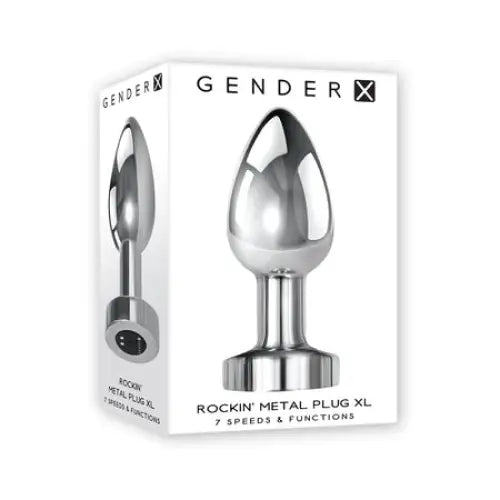 Gender X Rockin’ Metal Plug XL Rechargeable Vibrating Anal Plug Aluminum Silver - Anal