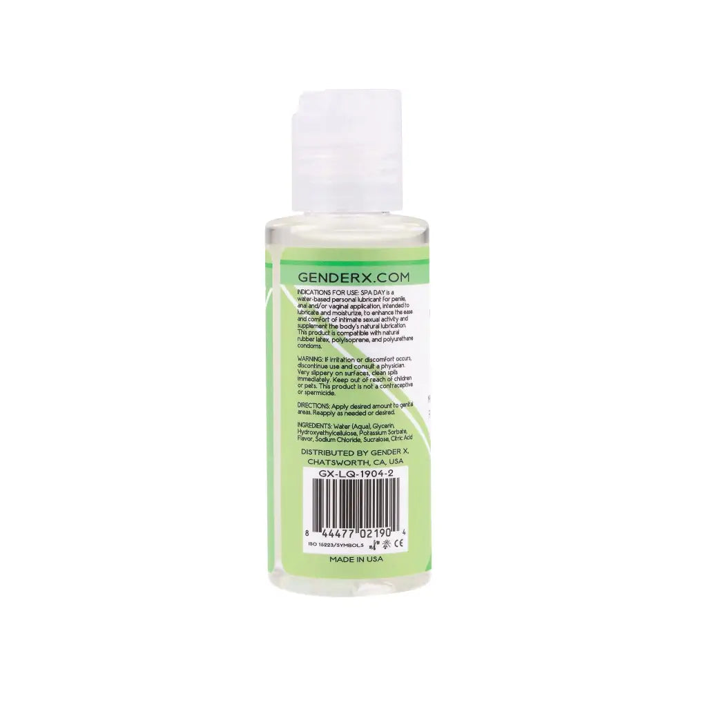 Gender X Lubricants and Toy Cleaners Gender X Spa Day Mint, Lime & Cucumber Flavored Water-Based Lubricant 2 oz. at the Haus of Shag