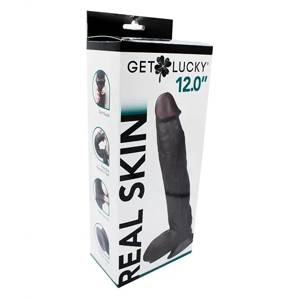 Get Lucky 12’’ Real Skin Series - Dark Brown - Dongs & Dildos