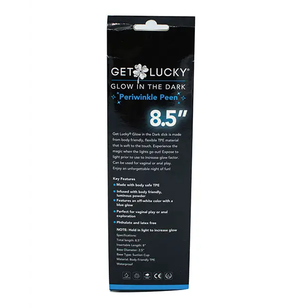 Get Lucky 8.5’’ Glow in the Dark Periwinkle Peen Dildo - Dongs & Dildos