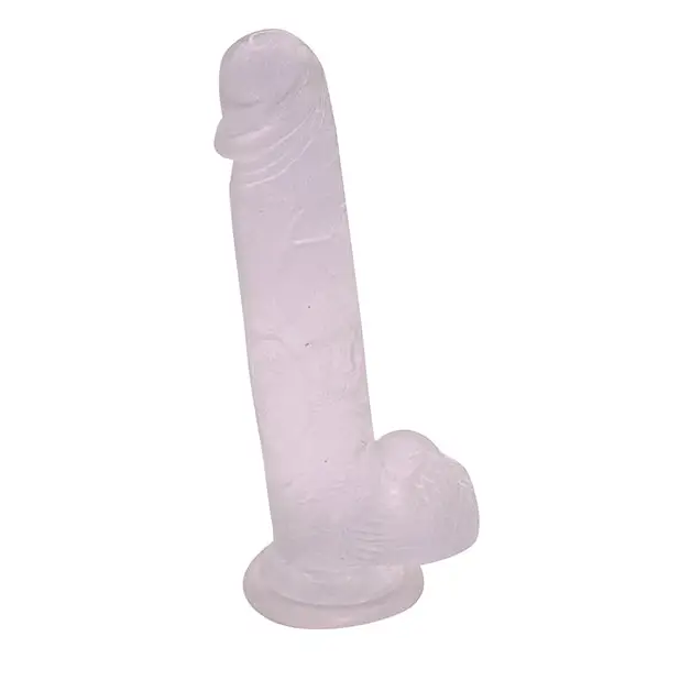 Get Lucky 8.5’’ Real Skin Glitter Dick - Clear - Dongs & Dildos