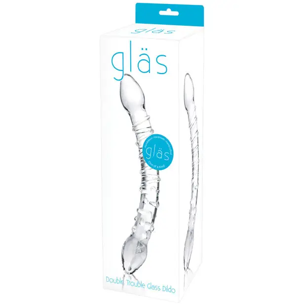 Glas 10 in. Double Trouble Glass Dildo - Clear - Double Ended Dildo