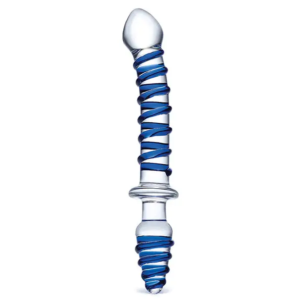 Glas 10 in. Mr. Swirly Double Ended Glass Dildo & Butt Plug - Double Ended Dildo