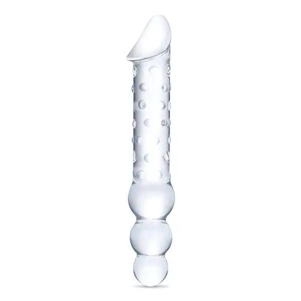 Glas 12 in. Double Ended Glass Dildo with Anal Beads - Double Ended Dildo