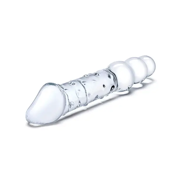 Glas 12 in. Double Ended Glass Dildo with Anal Beads - Double Ended Dildo