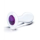 Glas 3.5 in. Bling Bling Glass Butt Plug with Purple Gem Base - Purple - Butt Plug