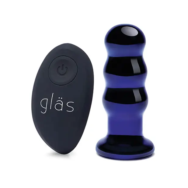 Glas 3.5 in. Rechargeable Remote-Controlled Vibrating Beaded Butt Plug - Butt Plug