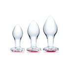 Glas 3 Pc Heart Jewel Glass Anal Training Kit - Butt Plug