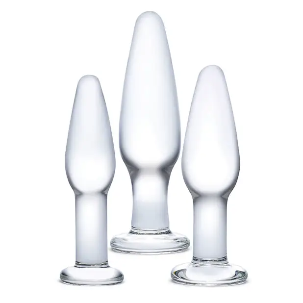 Glas 3-Piece Glass Anal Training Set - Clear - Butt Plug